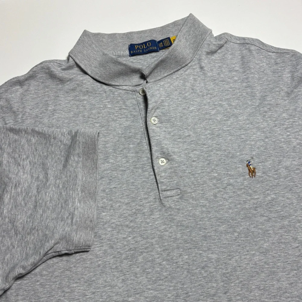 Polo Ralph Lauren Solf Cotton Polo Mens 2XB Gray Heather Big & Tall Pony Shirt